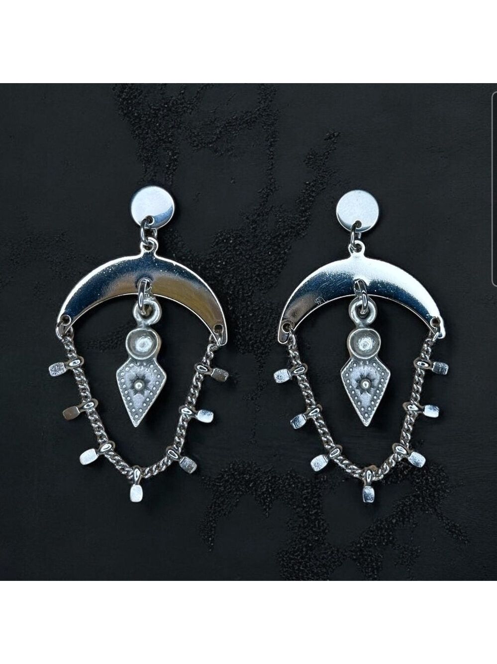 Edgy Silver Dangle Earrings